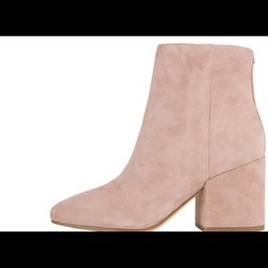 Never worn mauve suede boots with low block heel